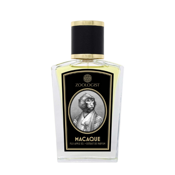 Macaque Fuji Apple - The Scent Room  Extrait de Parfum   Top Notes: Japanese Yuzu, Mandarin, Juniper BerryHeart Notes: Myrrh, Hinoki Wood, Hydro Carbon ResinBase Notes: Oakmoss Absolute, New Caledonia Sandalwood, Olibanum Hyperabsolute