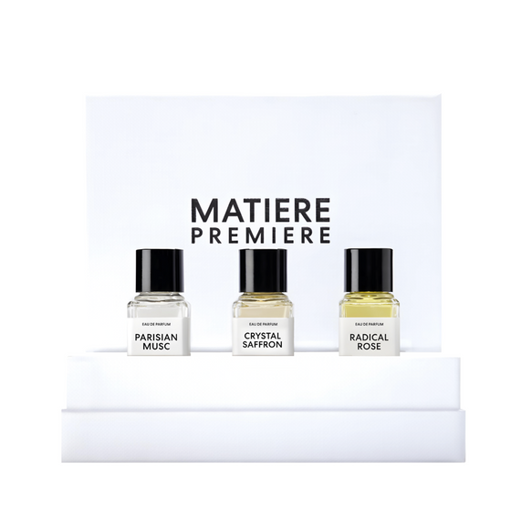 Matiere Premiere Discovery Set - The Scent Room     Includes: Parisian Musc 6ml Radical Rose 6ml Crystal Saffron 6ml