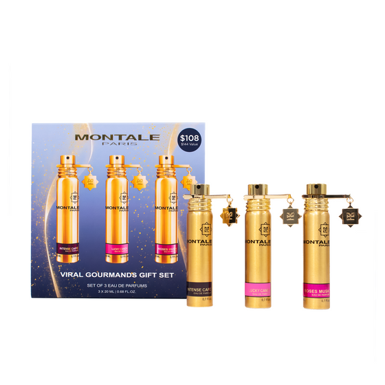 Montale Viral Gourmands Gift Set - The Scent Room     Includes: Intense Cafe 20ml Lucky Candy 20ml Roses Musk 20ml