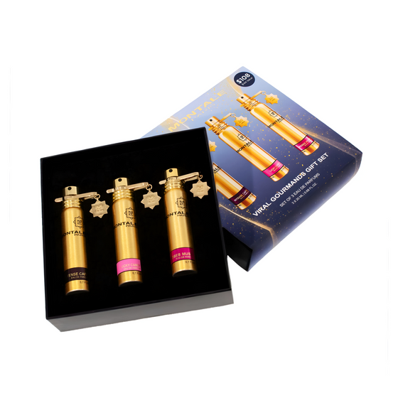 Montale Viral Gourmands Gift Set - The Scent Room     Includes: Intense Cafe 20ml Lucky Candy 20ml Roses Musk 20ml
