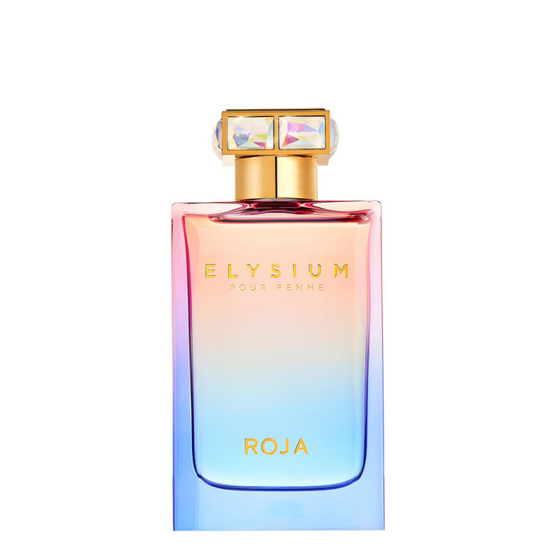 Elysium Pour Femme - The Scent Room  Eau de Parfum   Top Notes: Blackberry, Bergamot, Mandarin Orange, Peach Heart Notes: Freesia, Magnolia, Jasmine, Lily-of-the-Valley, Ylang-Ylang, Geranium, Peony, Violet Base Notes: Musk, Sandalwood, Cedarwood, Pink Pepper, Vanilla