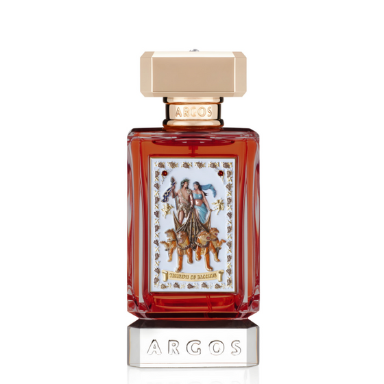 Triumph of Bacchus Extrait - The Scent Room  Extrait de Parfum   Top Notes: Saffron, Rum Notes, White Peach, Green Apple Heart Notes: Patchouli, Jasmine, Tonka Bean, Vetiver Base Notes: Tobacco, Amber, Sandalwood, Musk, Vanilla