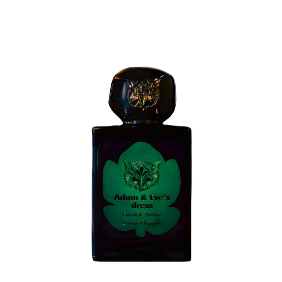 Adam & Eve's Dress - The Scent Room  Extrait de Parfum   Top Notes: Green Notes, Fig, Bergamot, White Peach Heart Notes: Fig Leaf, Jasmine, Tuberose, Spices Base Notes: Fig Tree, Fig, Precious Woods, Sandalwood, Musk