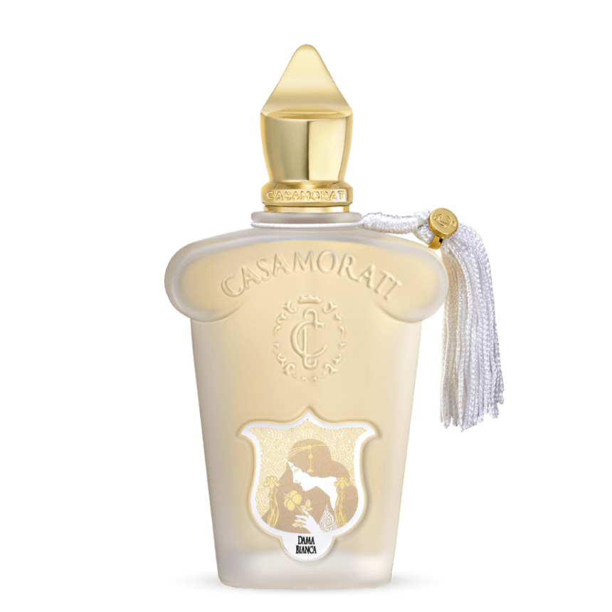 Dama Bianca - The Scent Room  Eau de Parfum   Top Notes: Iris, Kumquat, Lime Heart Notes: Lilac, Lily of the Valley, Jasmine, Violet Base Notes: Barley, Vanilla, Cedarwood, Musk, Sandalwood, Ambrette