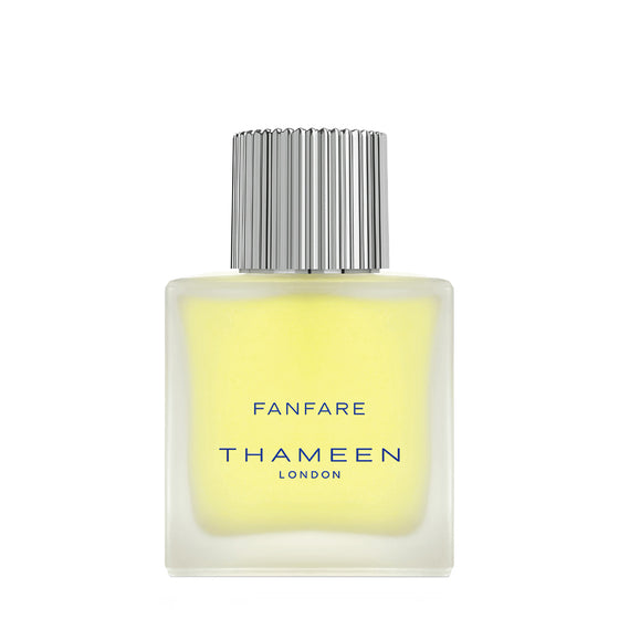 Fanfare - The Scent Room  Extrait de Parfum   Top Notes: Bergamot, Lemon, Neroli, Flower Market AccordHeart Notes: Rosemary, Vermouth, Juniper BerryBase Notes: Musk, Patchouli, Vetiver It opens with a beguiling watery floral and citrus accord, which slowly becomes darker as the structure evolves and becomes more daring with the vermouth accord. Finally, the noble woods bring this sombre depth to the structure of the fragrance.