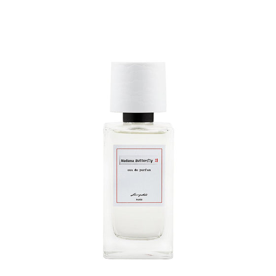 Madama Butterfly II - The Scent Room     Top Notes: Pink Pepper, Quince, Petitgrain, Angelica, Tagetes Heart Notes: Galbanum, Incense, Raspberry, Tulip, Iris, Japanese Cherry Blossom Base Notes: Musk, Patchouli, Sandalwood, Cedar, Tonka Bean, Ambergris