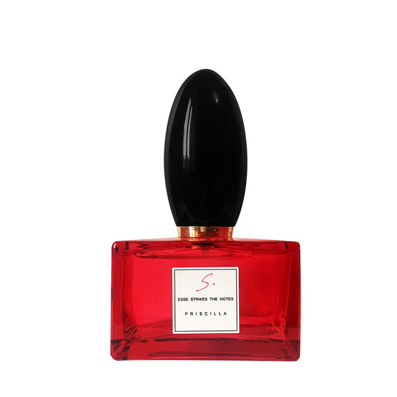 Priscilla - The Scent Room  Eau de Parfum   Top Notes: Red Berries, Pineapple, Cyclamen, Black Rose, Grapefruit, Violet, Ylang-Ylang Heart Notes: Pink Pepper, Cardamom, Jasmine Base Notes: Ambergris, Musk, Patchouli, Sandalwood, Vanilla