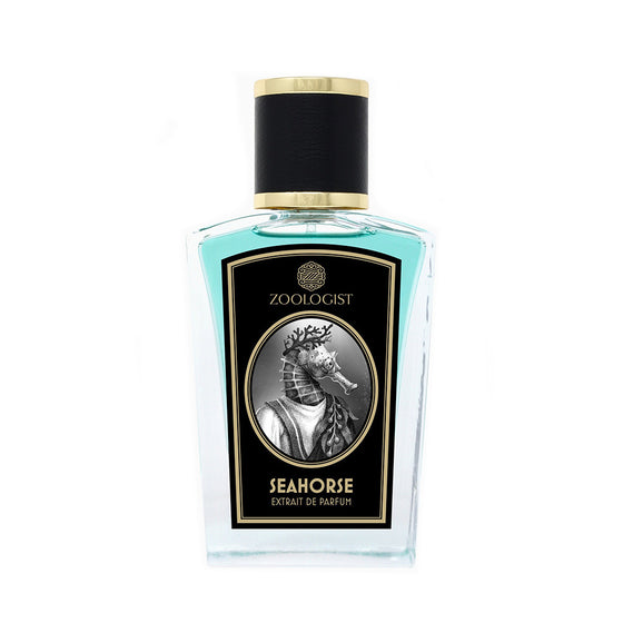 Seahorse - The Scent Room  Extrait de Parfum   Top Notes: Guatemala Cardamom, Fennel, Ambrette Absolute Heart Notes: Clary Sage, Tuberose, Neroli Base Notes: Algae Absolute, Vetiver, Ambergris Accord
